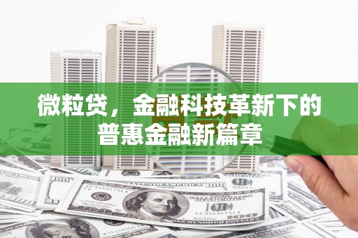 乌来微粒贷，金融科技革新下的普惠金融新篇章