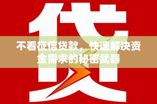 乌来不看征信贷款，快速解决资金需求的秘密武器