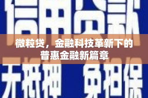 乌来微粒贷，金融科技革新下的普惠金融新篇章